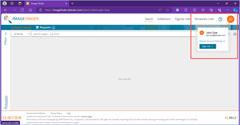 Screenshot of the orange avatar with your initials